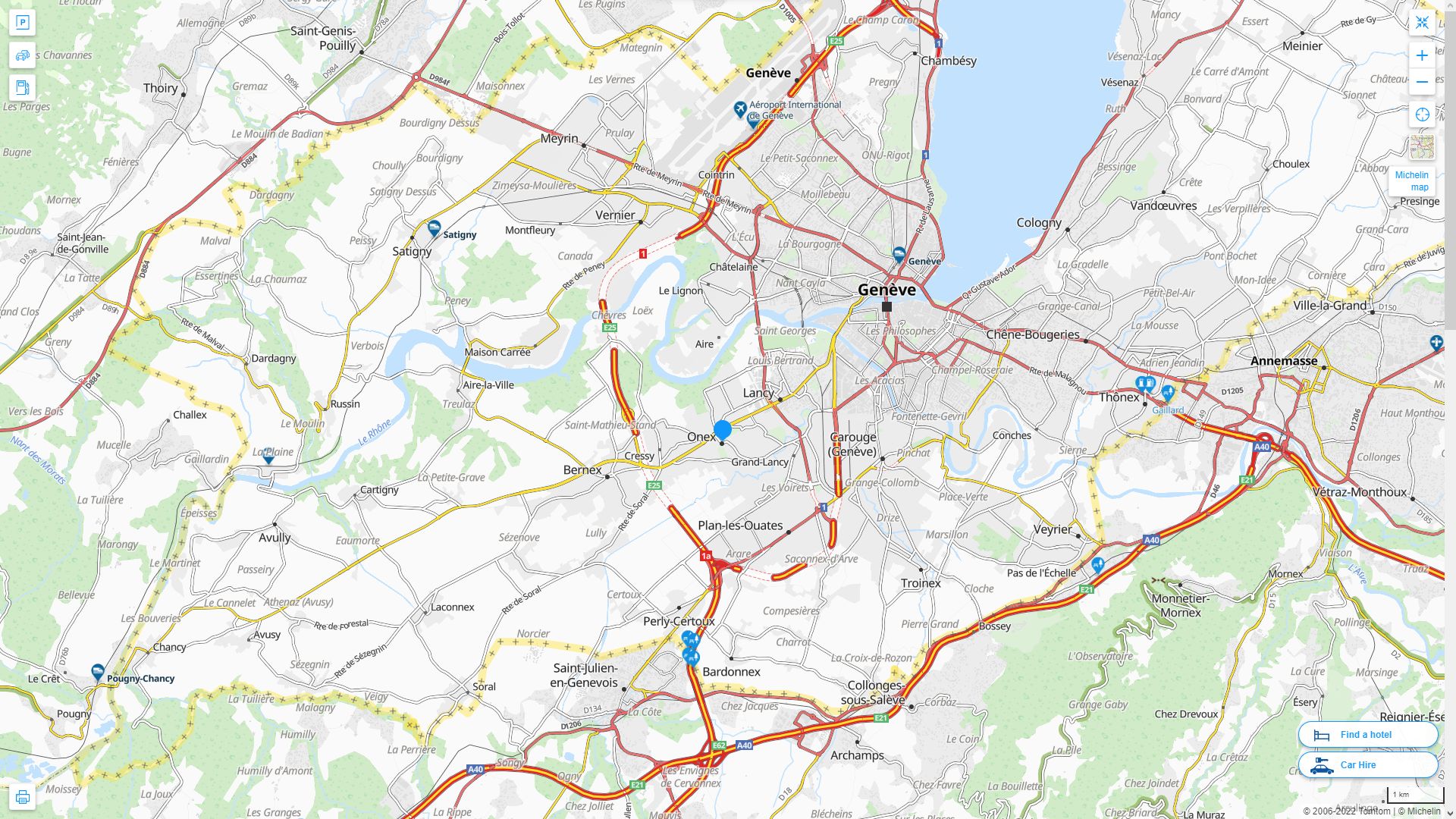 Onex Suisse Autoroute et carte routiere